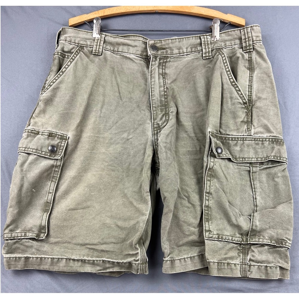 Carhartt Cargo Shorts Mens 38 Relaxed Fit Olive Green Cotton Canvas 100277 Good